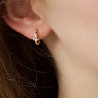 solid gold star cz  hoop earring