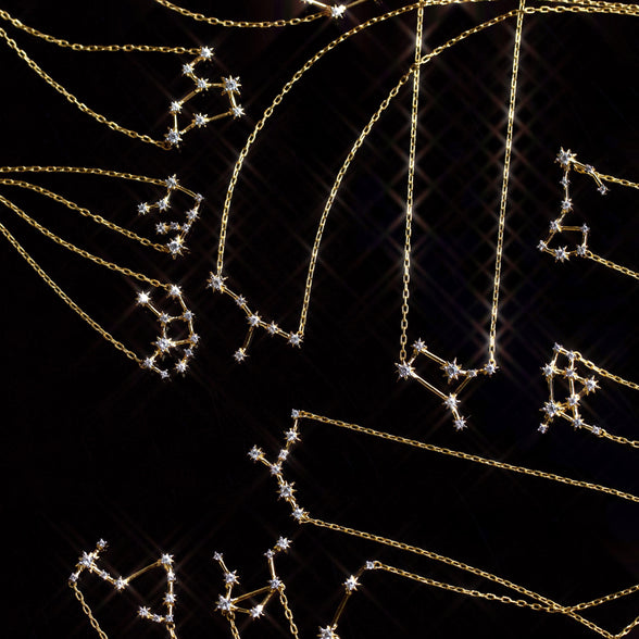 zodiac constellation necklace in gold