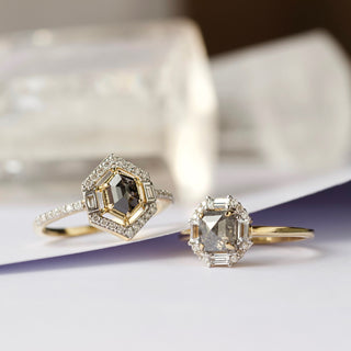 Carrie Elizabeth Salt and Pepper Diamond Ophelia Vintage ring