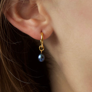 pearl drop hoop earrings in gold