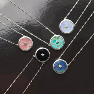 carrie elizabeth turquoise night sky necklace in silver