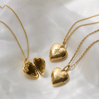14k Gold Vermeil Diamond Star Set Heart Locket Necklace