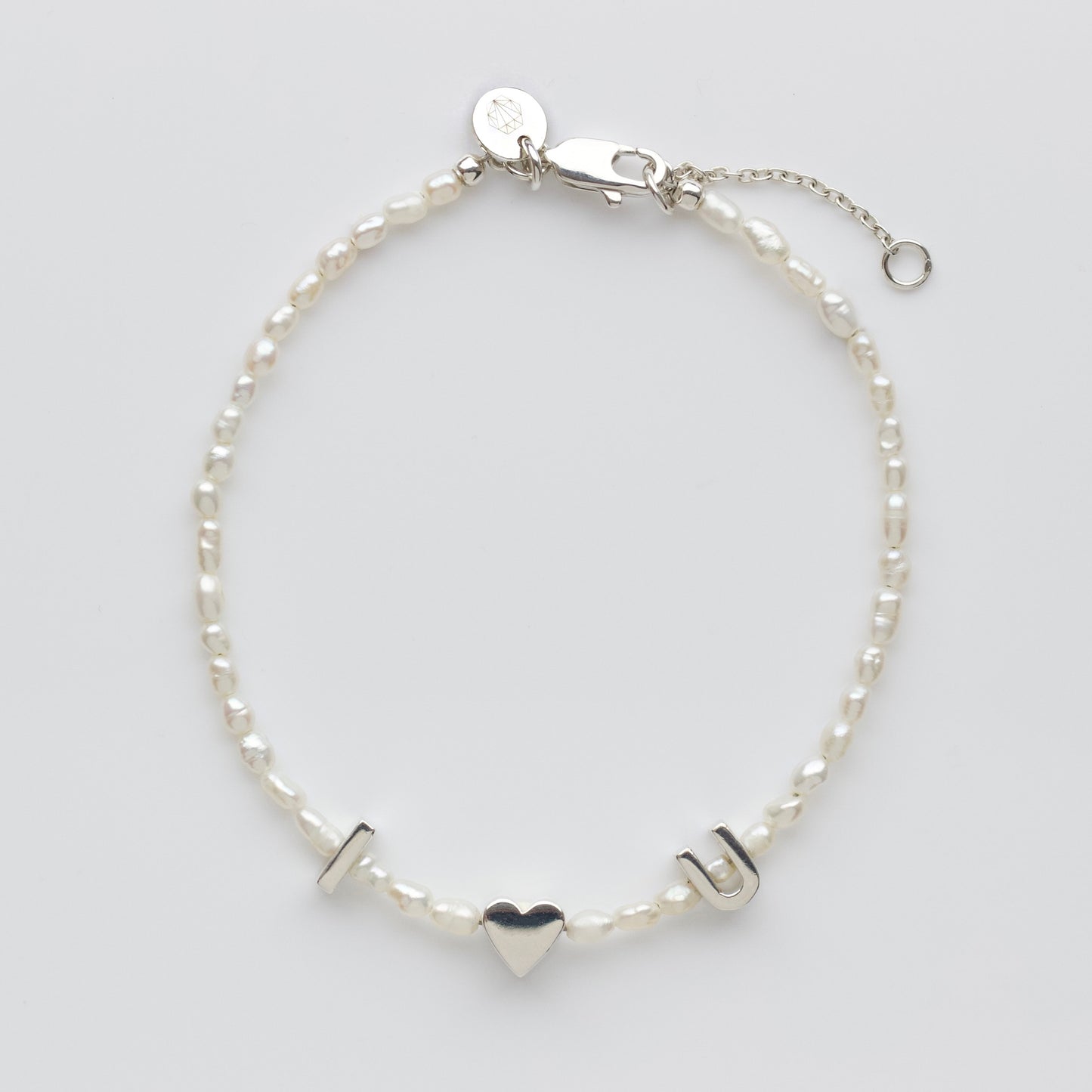 personalised pearl initial bracelet in silver