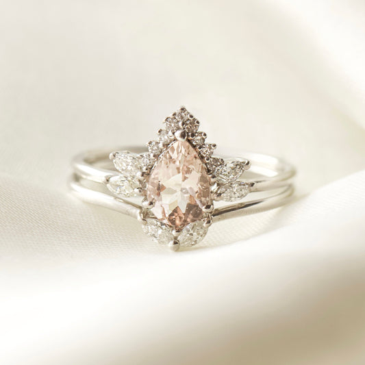 Penelope Morganite & Diamond Ring Set   Size - R