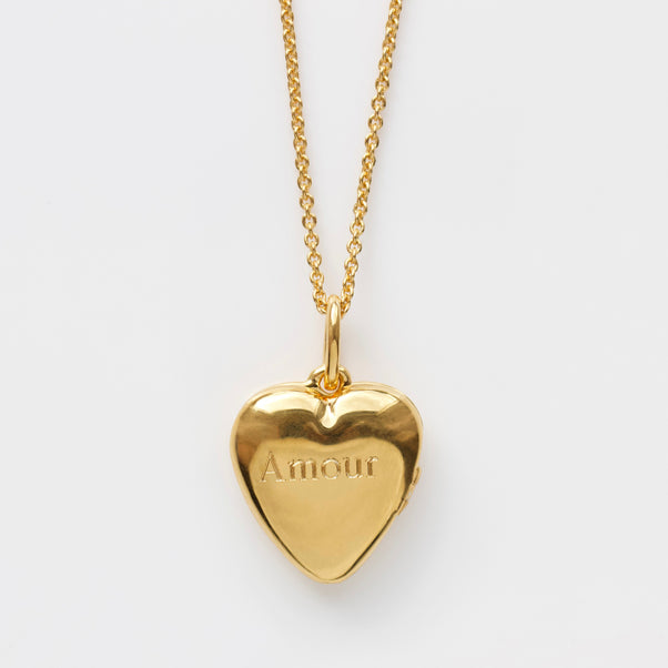 14k Gold Vermeil Diamond Star Set Heart Locket Necklace