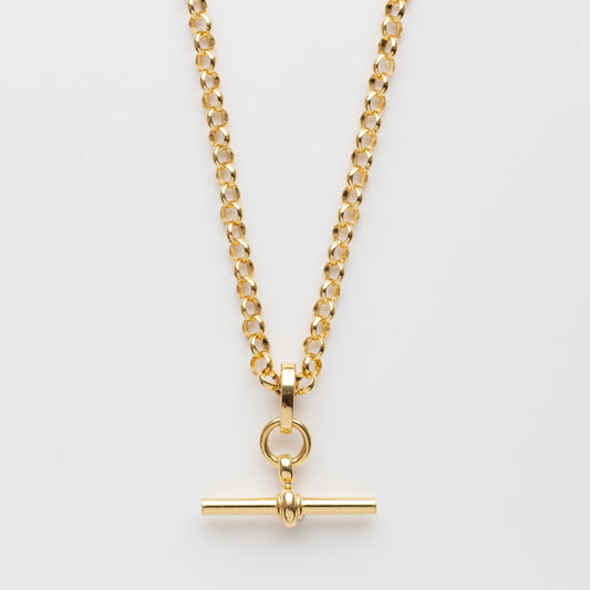 t bar chain necklace in gold