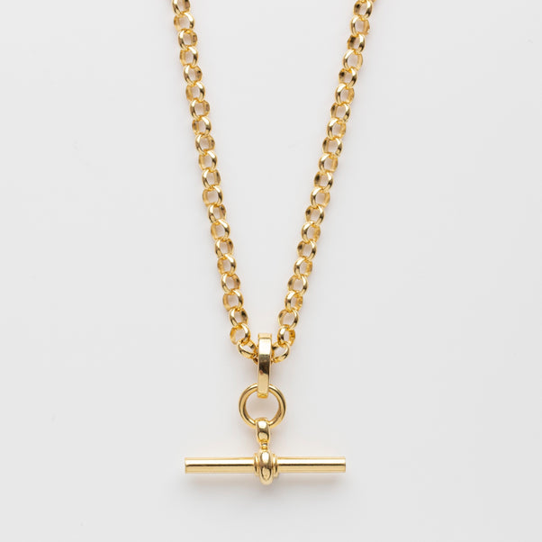 t bar chain necklace in gold