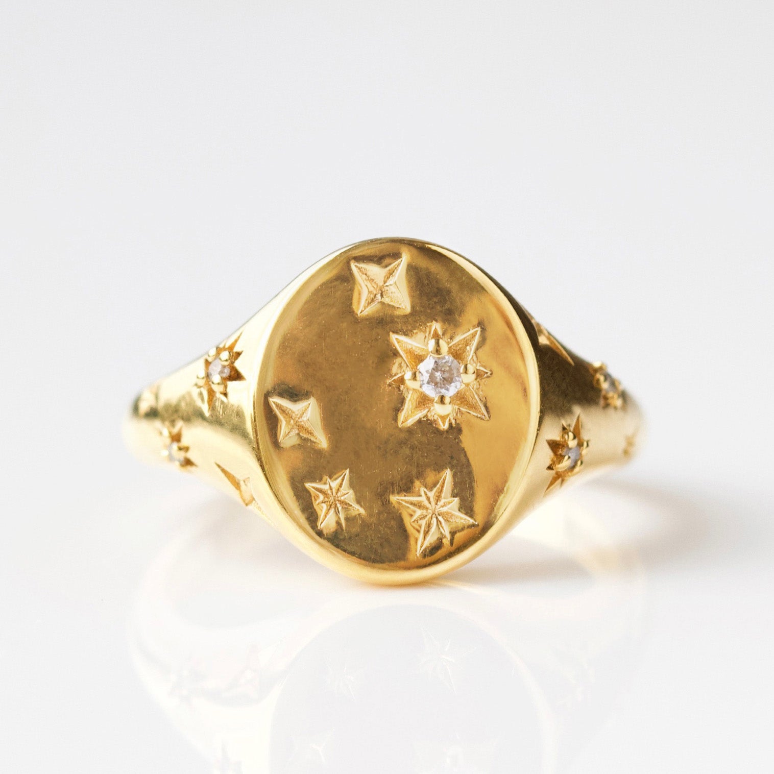 Diamond Star Set Signet Ring – Carrie Elizabeth - Main Image