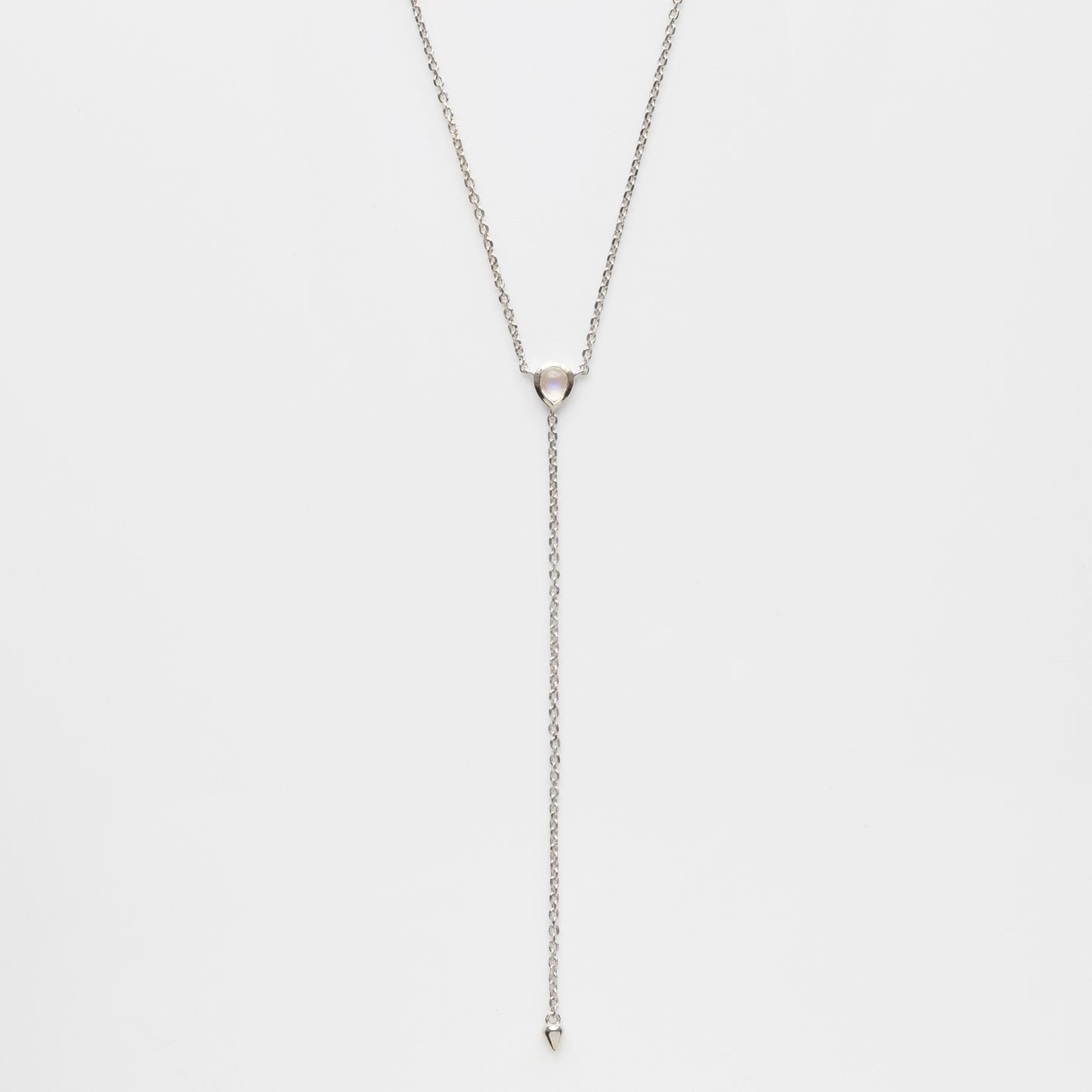 Lariat necklace with moonstone in silver