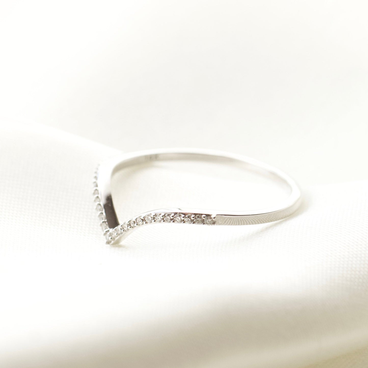 Diamond Wishbone Stacking Ring - Size UK M