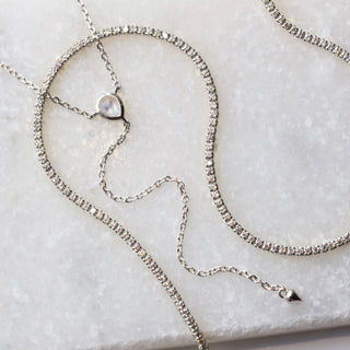dainty cz tennis necklace in silver