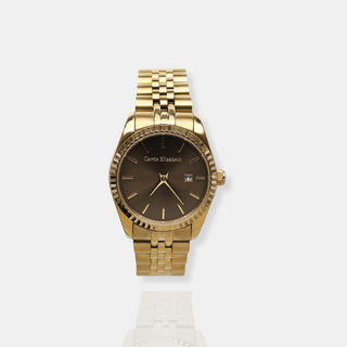 Carrie Elizabeth Gold and chocolate Watch, with 5 link strap