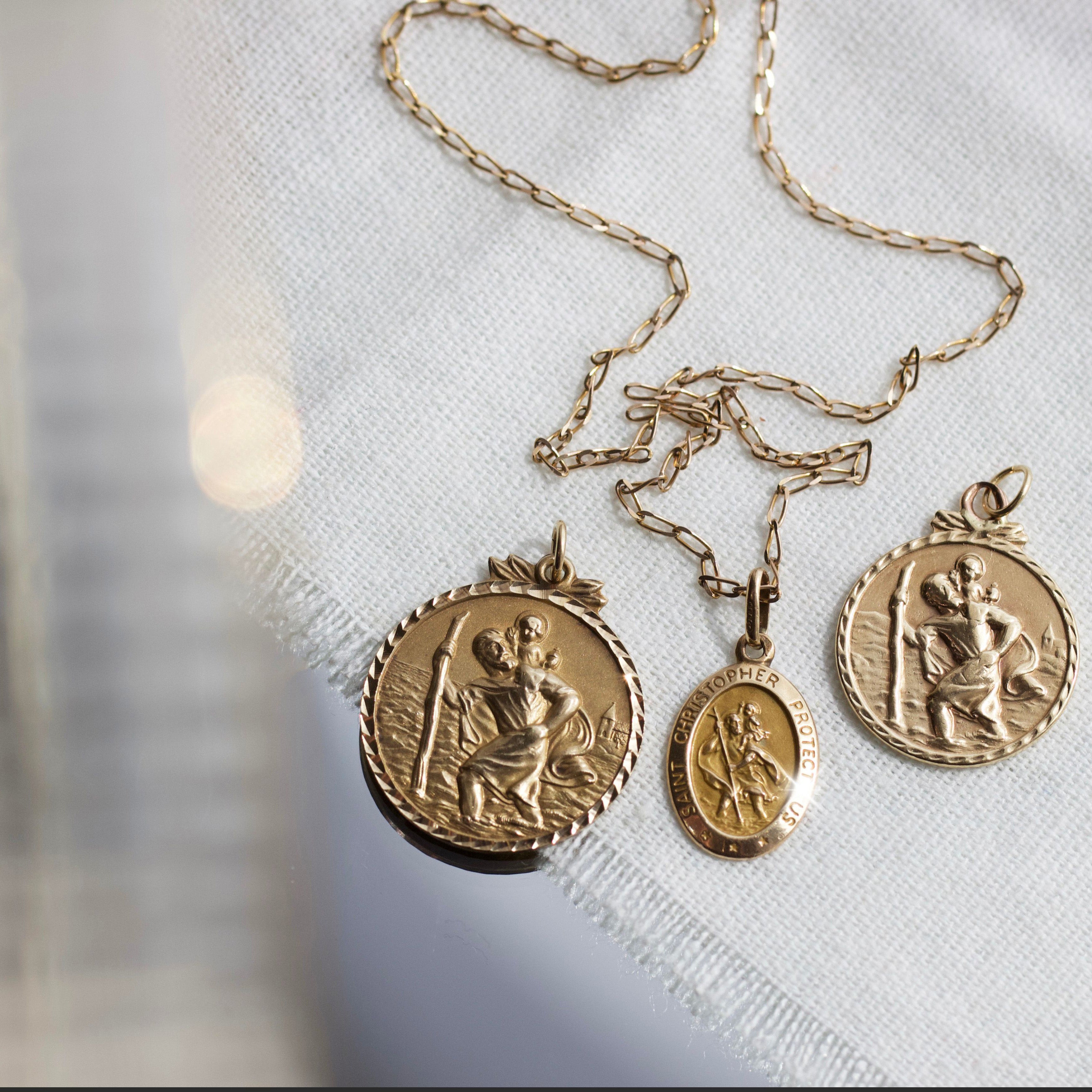 solid gold st christopher pendant for necklace