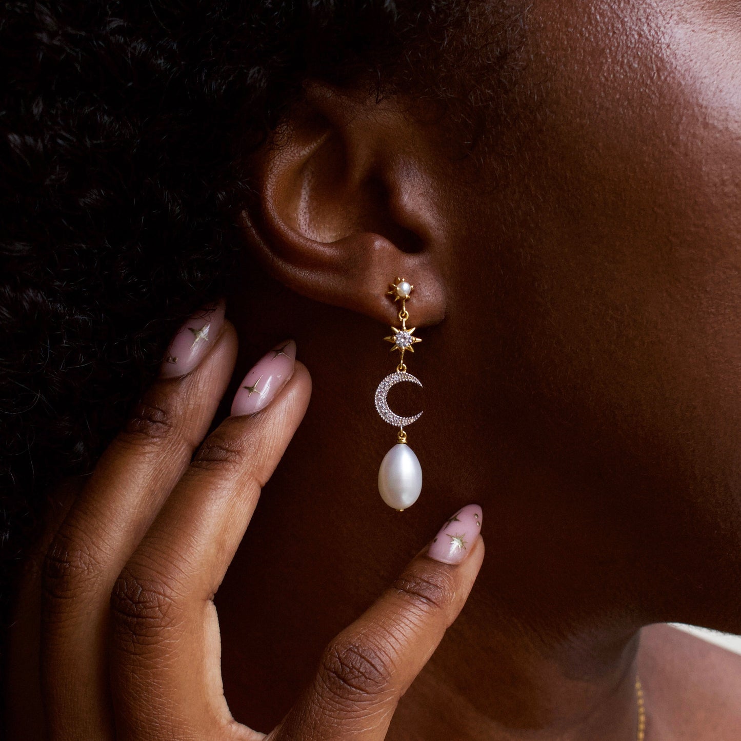 Celestial Pearl Drop Earrings