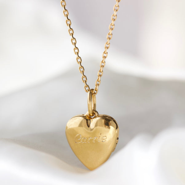 14k Gold Vermeil Diamond Star Set Heart Locket Necklace