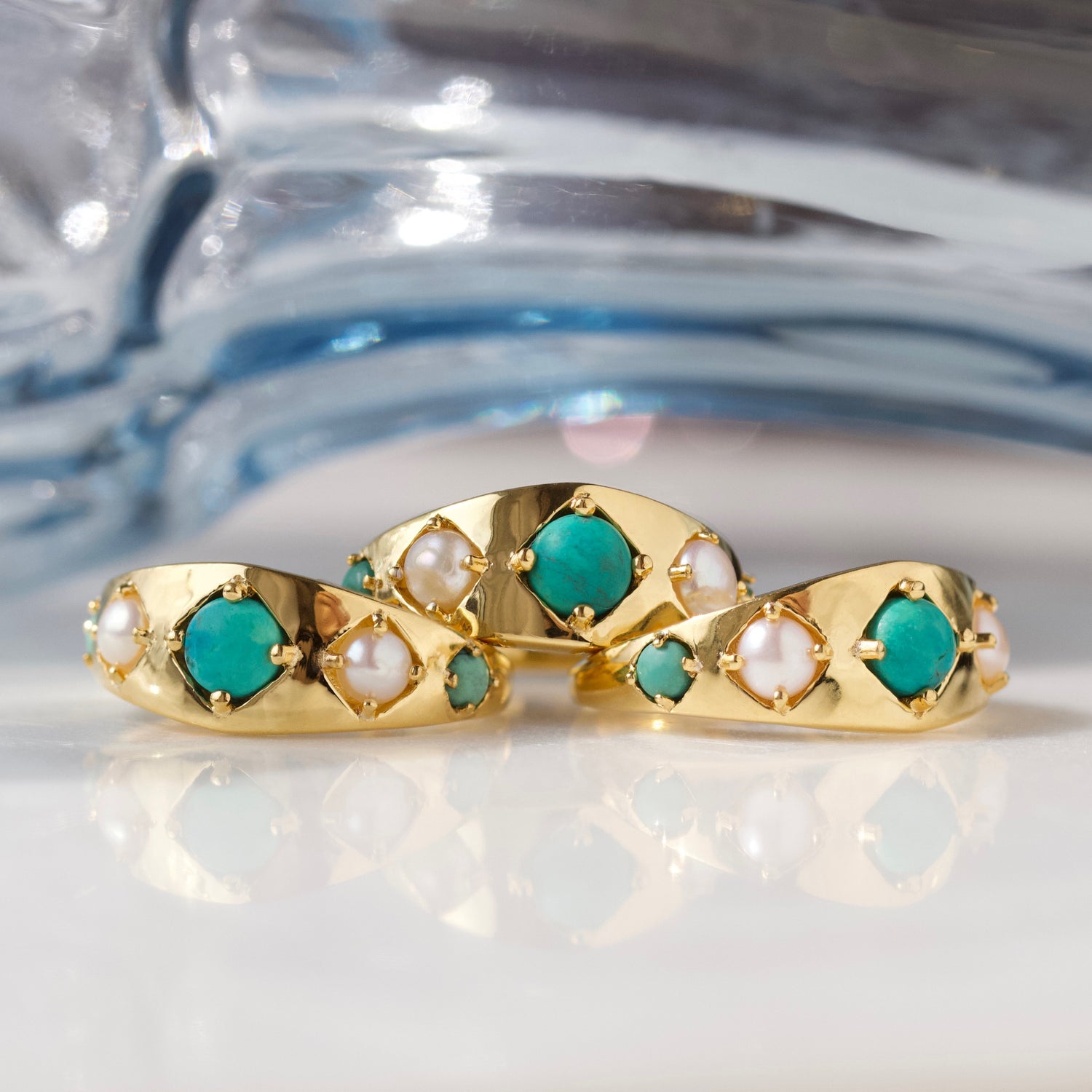 carrie elizabeth turquoise & pearl ring 
