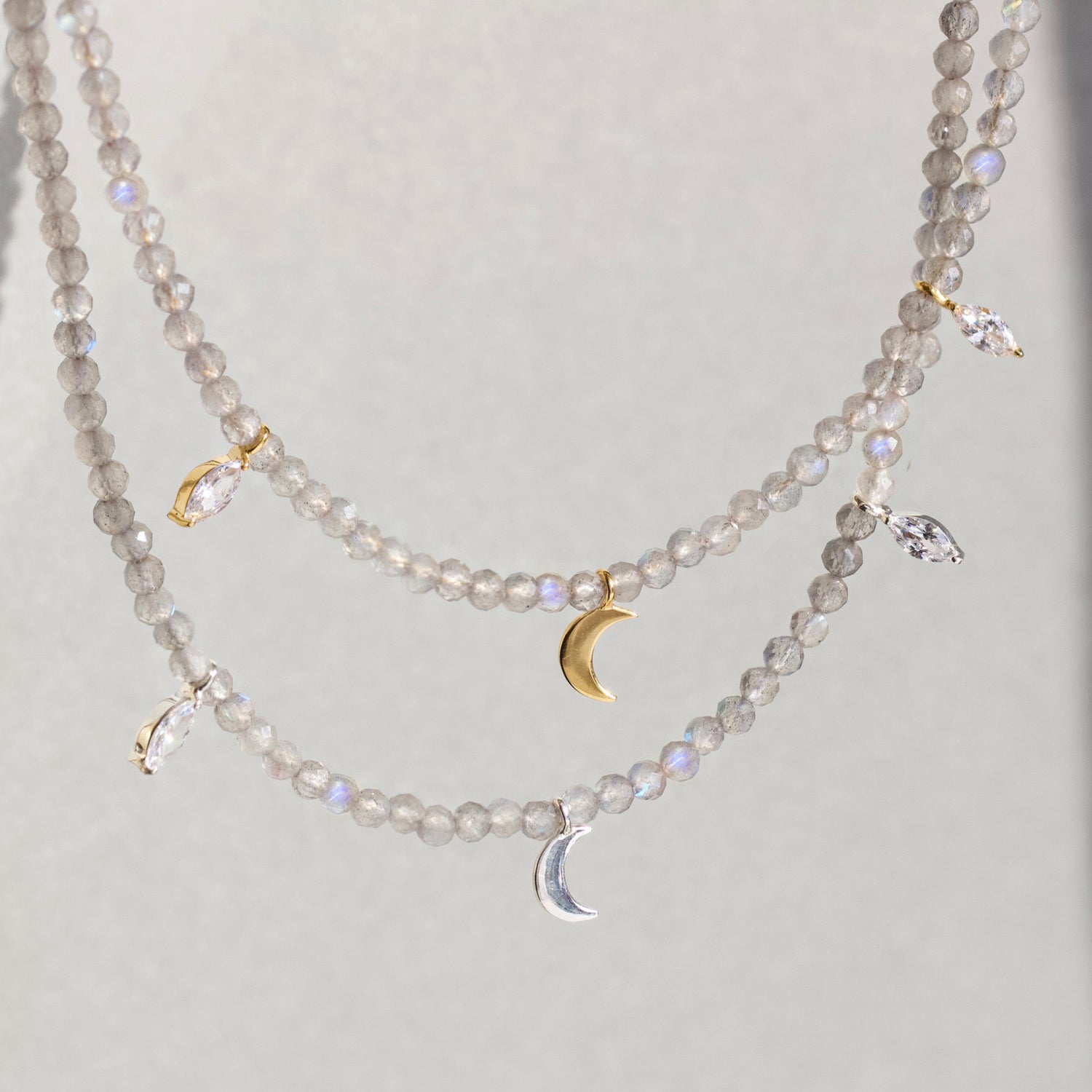 anita rani labradorite beaded charm necklace