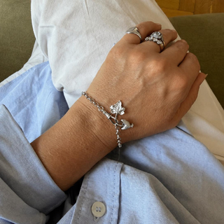 Lydia Millen Evergreen Ivy Leaf Charm With Albert Vintage Chain Bracelet