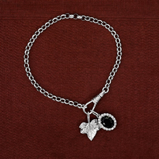 Lydia Millen Evergreen Ivy Leaf Charm With Albert Vintage Chain Bracelet