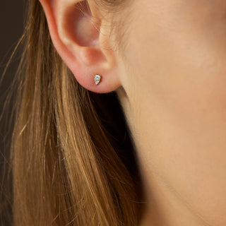 Dainty Aquamarine & Diamond Stud Earring