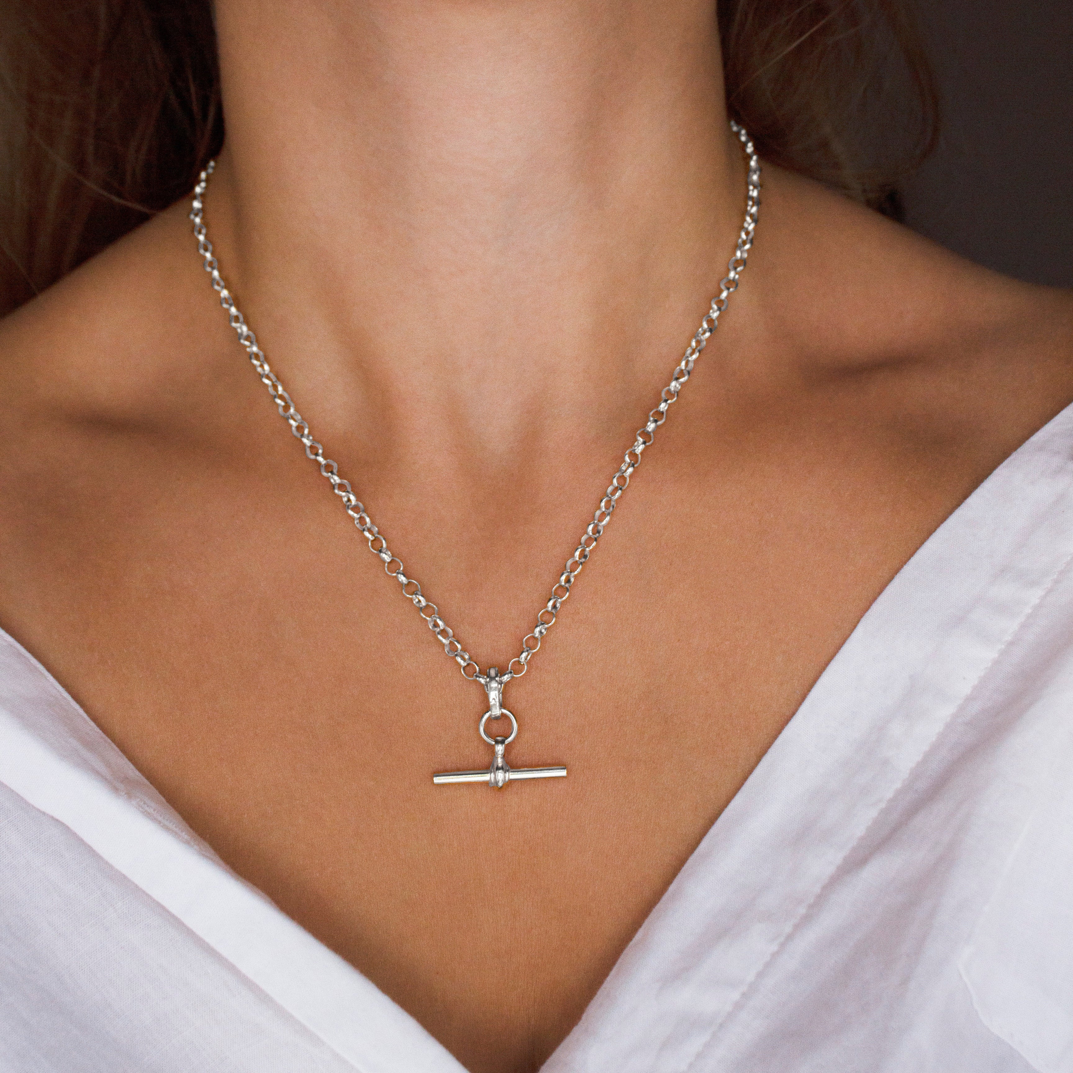 Personalised Silver Heavy Rolo T-Bar Necklace | Under the Rose