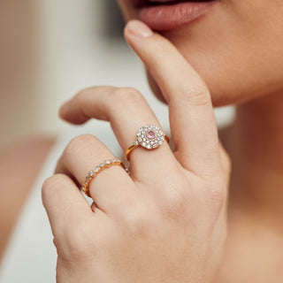 Pink tourmaline vintage inspired gold ring