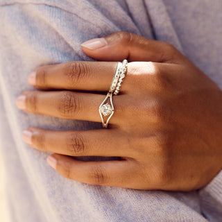 white zircon bobble ring silver