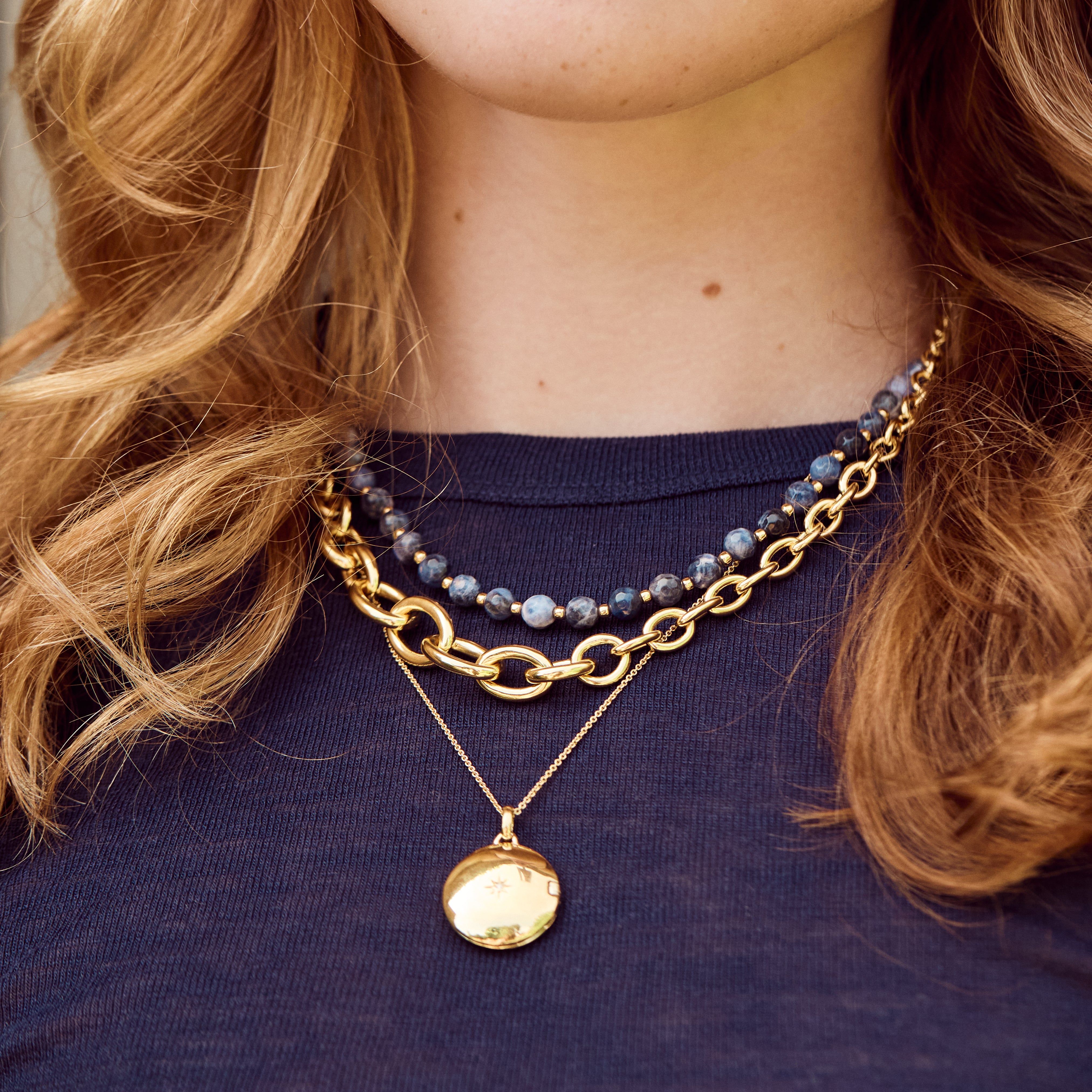 sodalite blue beaded necklace