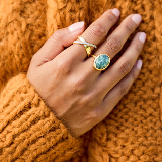 snowflake jade molten statement ring gold