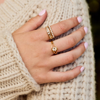 green amethyst stone ring gold