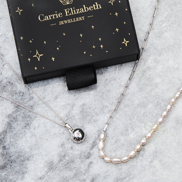 zoe sugg intentions lucky pearl and chain necklace in silver
