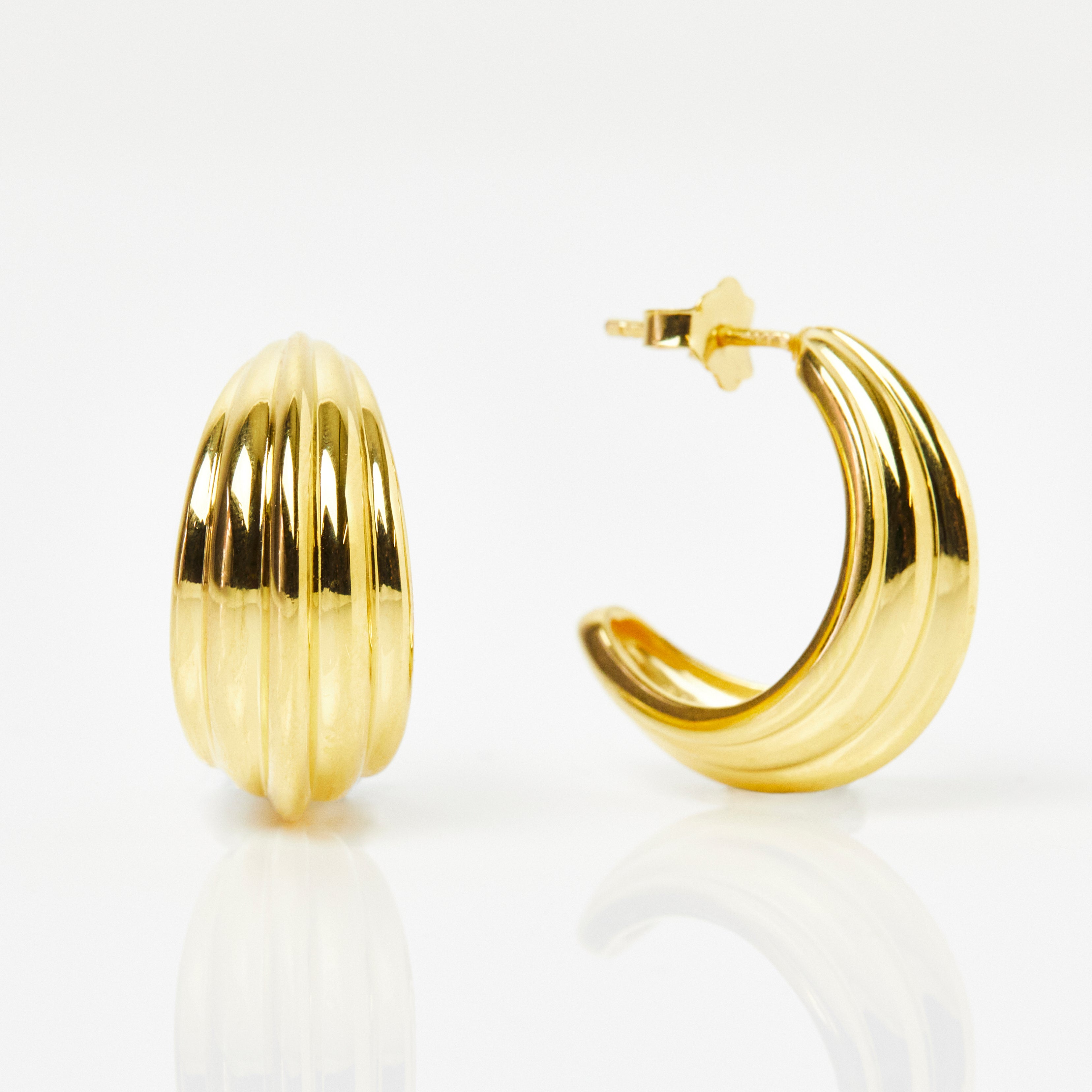 chunky statement hoop croissant style earrings in gold