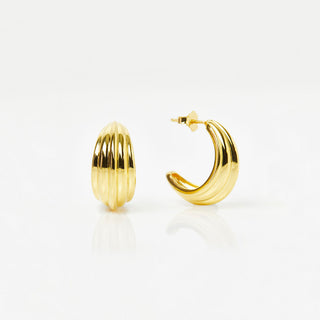 chunky gold croissant hoop earrings