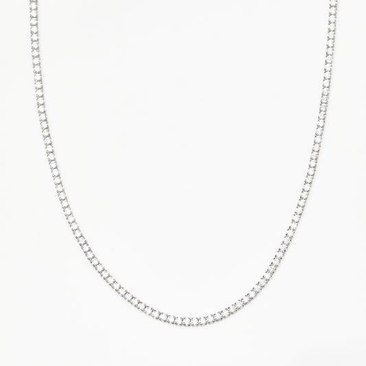 dainty cz tennis necklace in silver