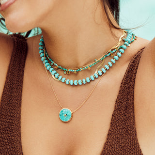 turquoise and coin gold necklace