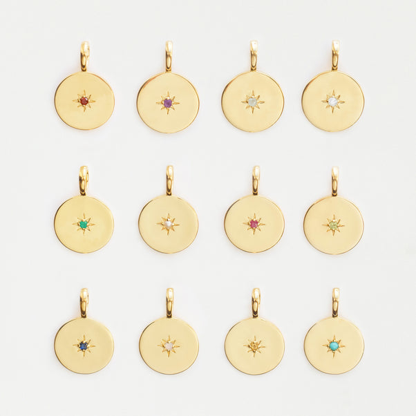 Star Set Birthstone Coin Pendant