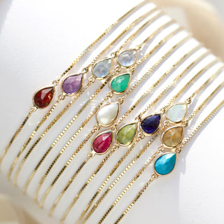 9K birthstone solitaire gemstone bracelet