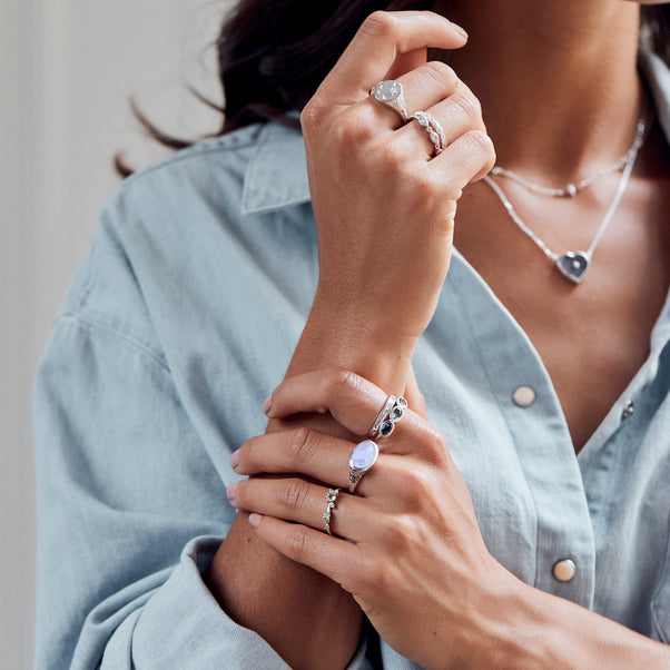 diamond constellation eternity ring in silver