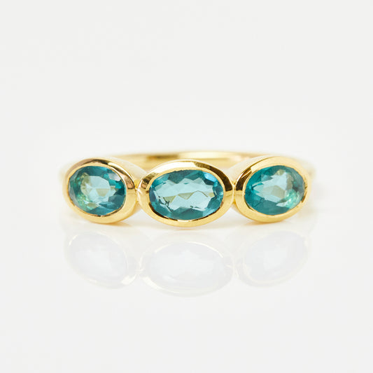 london blue topaz faceted ring in gold