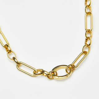 chunky front facing clasp link chain in gold