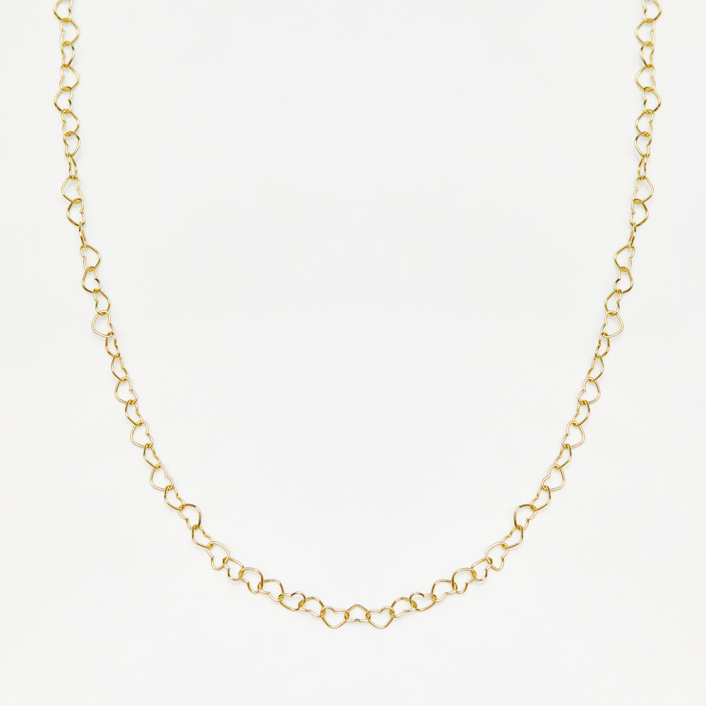 dainty love heart chain necklace in gold