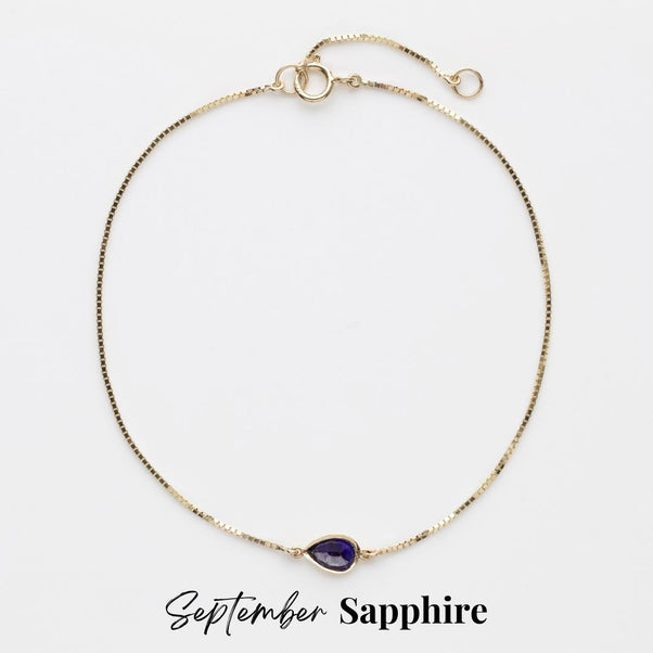 gemstone birthstone solitaire bracelet in 9k yellow gold