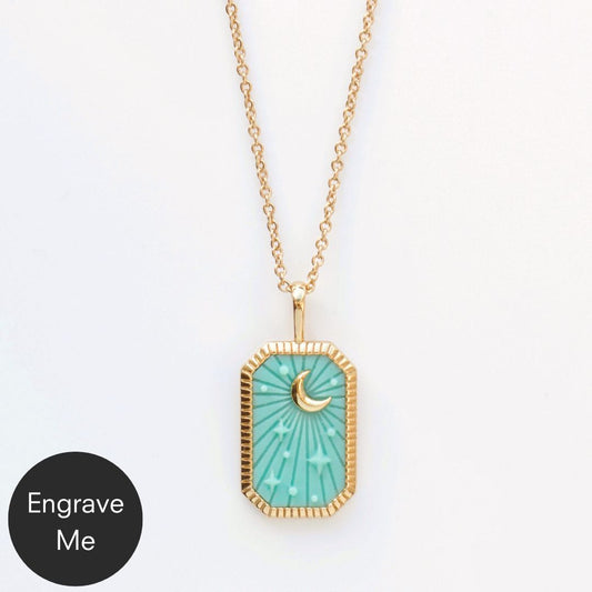Turquoise Tarot Card Necklace