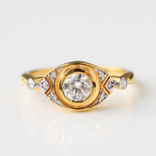 Diamond & moissanite deco ring