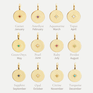 Star Set Birthstone Coin Pendant