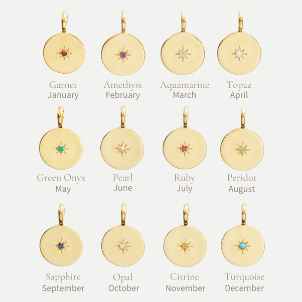 Star Set Birthstone Coin Pendant