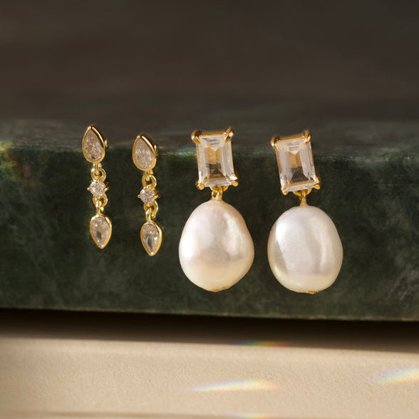 dainty gold droplet earrings