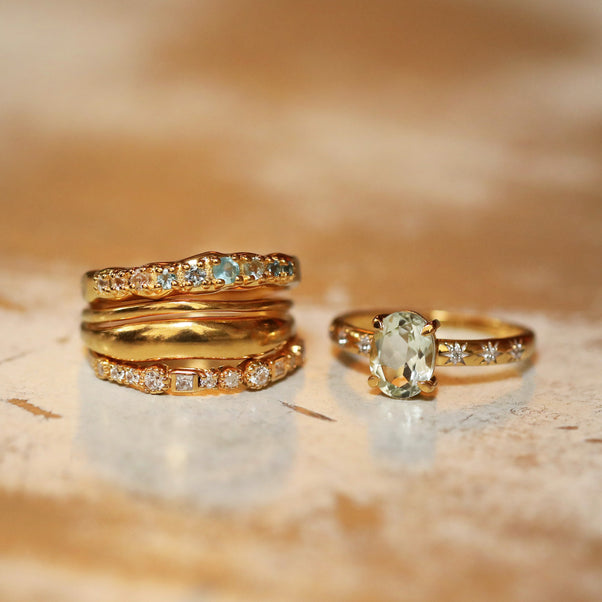 green amethyst starset ring gold