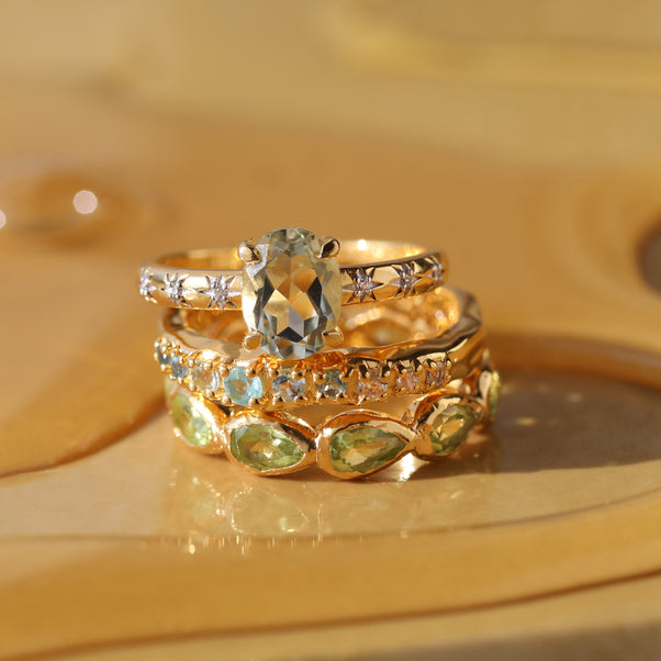 Kaia Green Amethyst Star Set Ring
