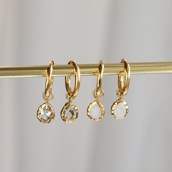 moonstone drop hoop earrings